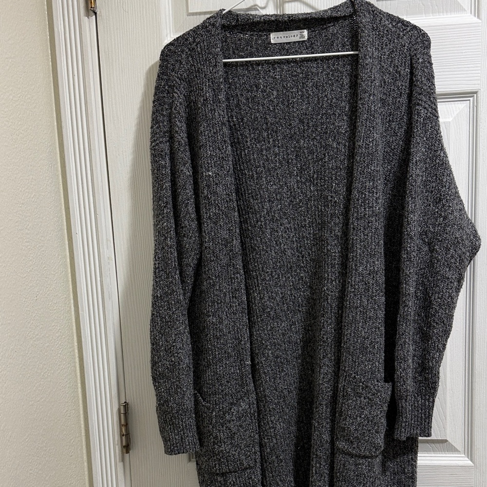 Cozy Charcoal Open Front Cardigan